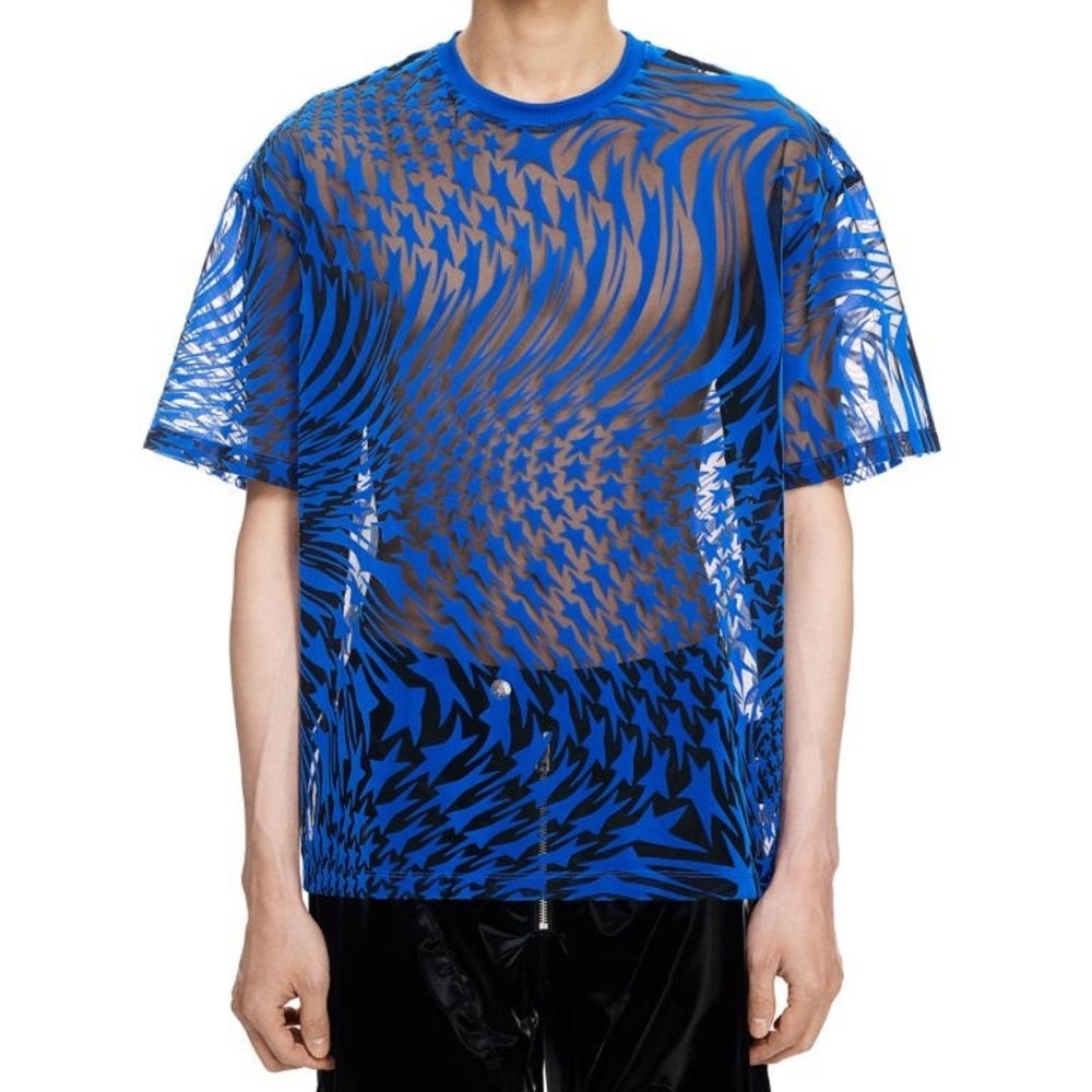 H&M x Mugler Swirling Star Mesh Boxy T-Shirt size Small